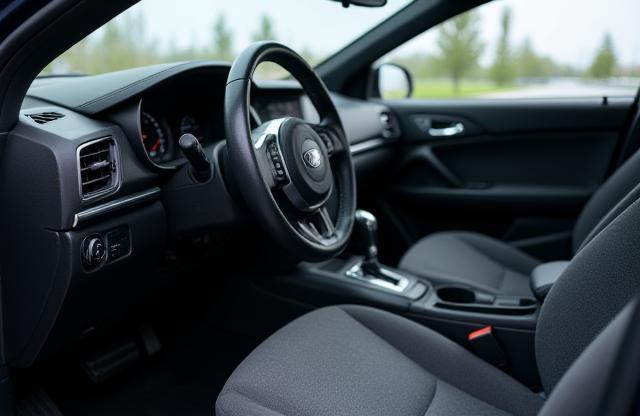 Immaculately clean car interior showing dashboard, steering wheel, and seats after detailing